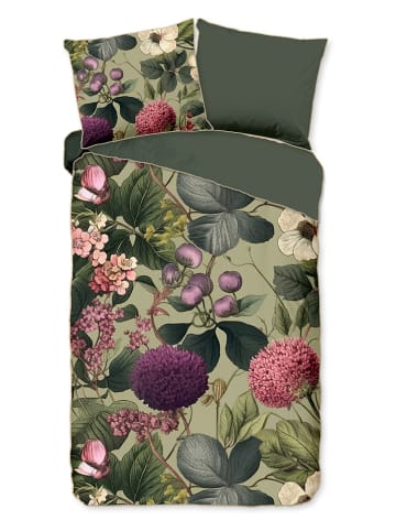 Descanso Satin-Bettwäsche-Set "Onaz" in Khaki/ Bunt