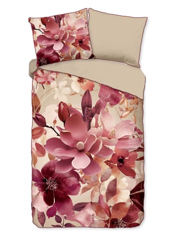 Descanso Satin-Bettwäsche-Set "Chaja" in Beige/ Pink