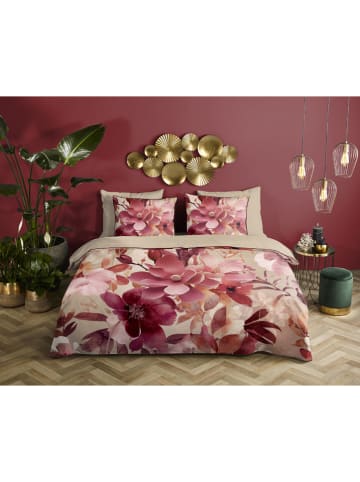 Descanso Satin-Bettwäsche-Set "Chaja" in Beige/ Pink