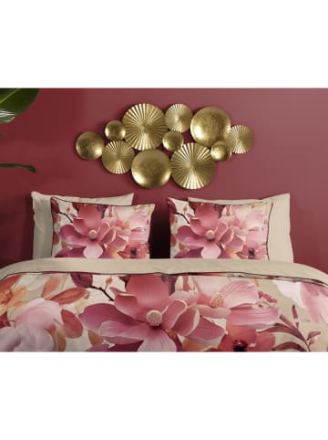 Descanso Satin-Bettwäsche-Set "Chaja" in Beige/ Pink