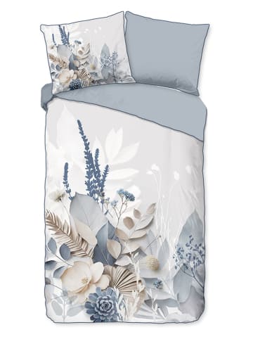 Descanso Satin-Bettwäsche-Set "Junte" in Creme/ Grau