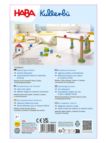 Haba Knikkerbaanaccessoires "Kullerbü Aanvullende Set Kolommen" - vanaf 2 jaar