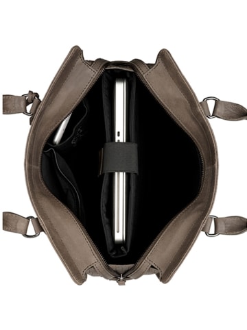 Burkely Leder-Henkeltasche "Casual Carly" in Grau - (B)33,5 x (H)39 x (T)12 cm