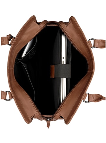 Burkely Leder-Henkeltasche "Casual Carly" in Cognac - (B)33,5 x (H)39 x (T)12 cm