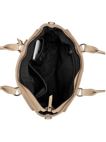 Burkely Leder-Henkeltasche "Casual Carly" in Beige - (B)30 x (H)23 x (T)10 cm