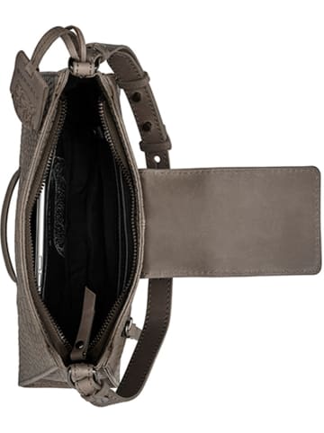 Burkely Leder-Schultertasche "Casual Carly" in Grau - (B)24 x (H)13 x (T)6 cm
