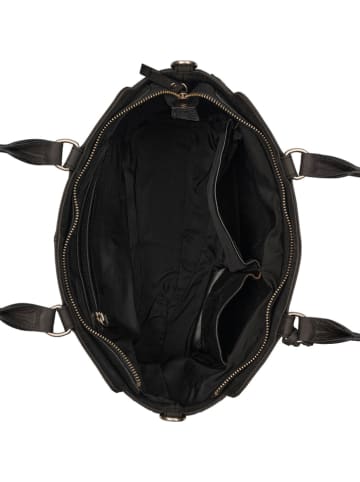 Burkely Leder-Henkeltasche "Casual Cayla" in Schwarz - (B)38 x (H)23 x (T)12 cm