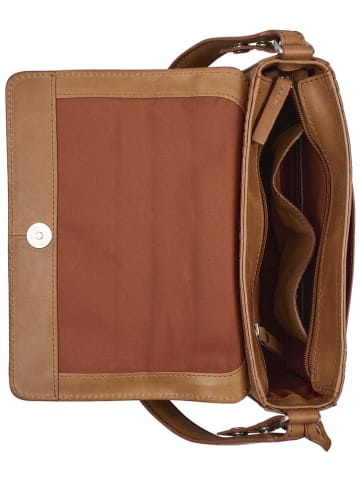 Burkely Leder-Schultertasche "Cool Colbie" in Cognac - (B)22 x (H)16 x (T)7 cm