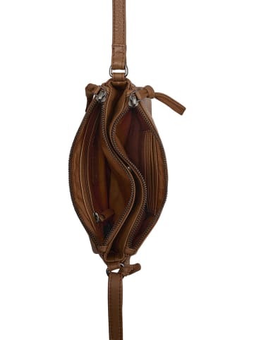 Burkely Leder-Umhängetasche "Lucy Lush" in Cognac - (B)22 x (H)14 x (T)5 cm