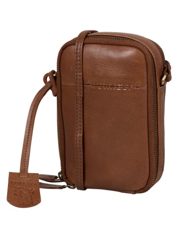 Burkely Leder-Umhängetasche "Natural Norah" in Hellbraun - (B)13 x (H)19 x (T)5 cm