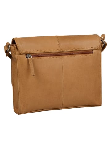 Burkely Leder-Umhängetasche "Rouge Robyn" in Hellbraun - (B)25 x (H)21 x (T)6 cm