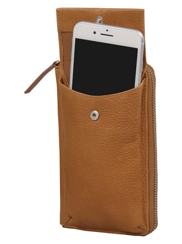 Burkely Skórzana torebka w kolorze jasnobrązowym na telefon - 11 x 18 x 4 cm
