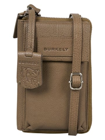 Burkely Skórzana torebka w kolorze szarobrązowym na telefon - 11 x 18 x 4 cm