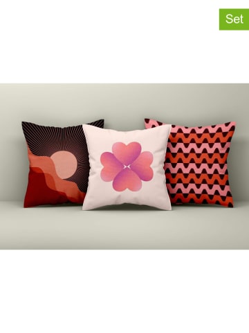 Allure 3er-Set: Kissenhüllen in Pink/ Schwarz/ Rot