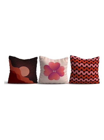 Allure 3er-Set: Kissenhüllen in Pink/ Schwarz/ Rot