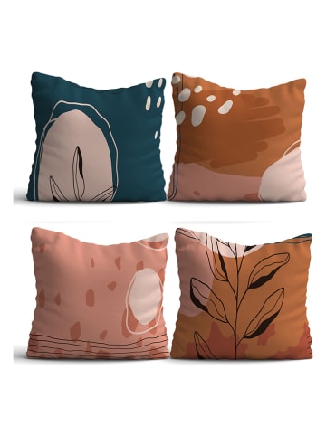 Allure 4er-Set: Kissenhüllen in Orange/ Dunkelblau/ Rosa
