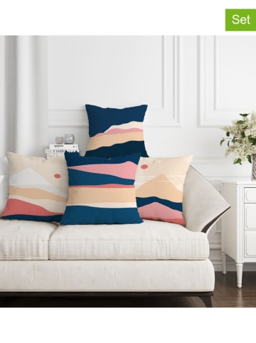Allure 4er-Set: Kissenhüllen in Dunkelblau/ Rosa/ Creme