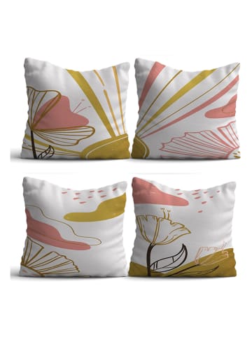 Allure 4er-Set: Kissenhüllen in Weiß/ Rosa/ Gelb