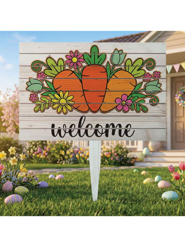 Allure Gartenschild in Beige/ Bunt - (L)38 x (B)58 cm