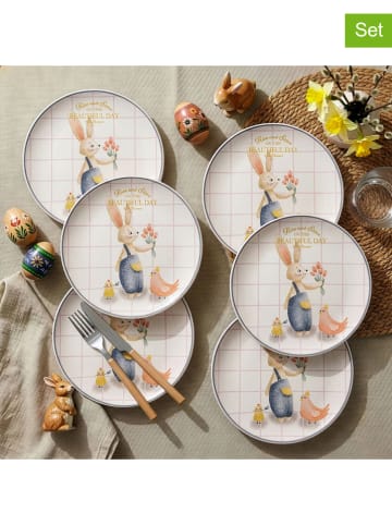 Allure 6-delige set: dessertbord wit/meerkleurig - Ø 19,3 cm