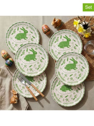 Allure Talerze obiadowe (6 szt.) w kolorze biało-zielonym - Ø 25,5 cm