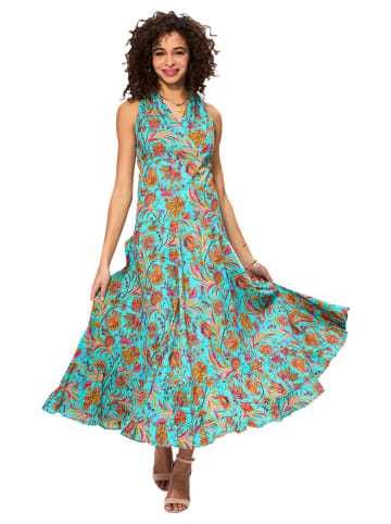 Aller Simplement Jurk turquoise/oranje