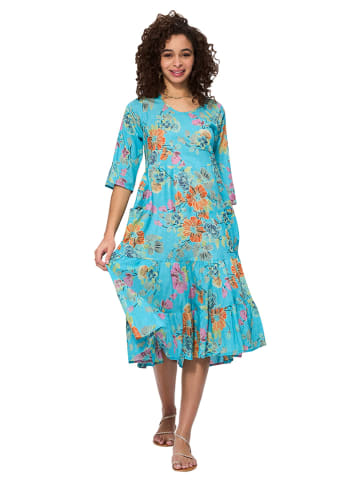 Aller Simplement Jurk turquoise/meerkleurig