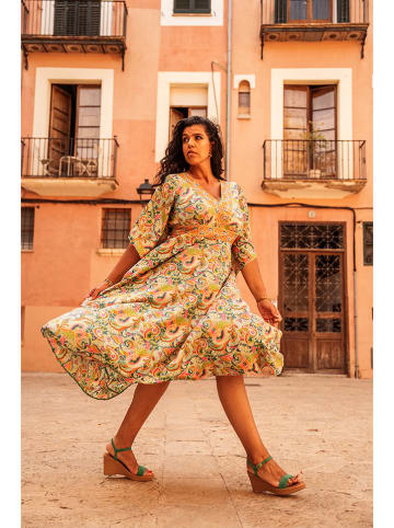 Aller Simplement Kleid in Grün/ Orange