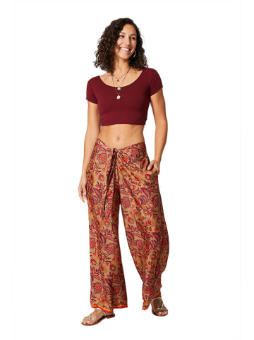 Aller Simplement Broek lichtbruin/bordeaux