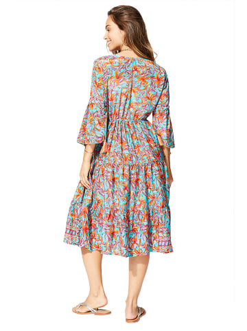 Aller Simplement Kleid in Hellblau/Orange