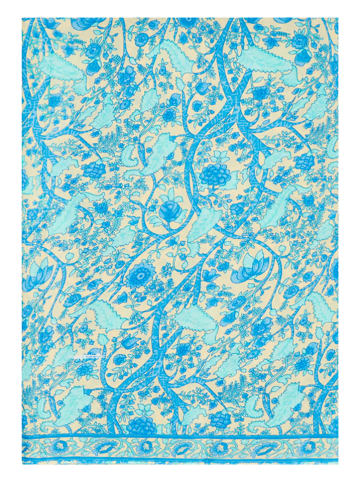 Aller Simplement Sjaal turquoise/crème - (L)180 x (B)50 cm