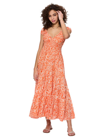 Aller Simplement Kleid in Orange/ Weiß