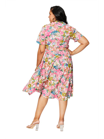 Aller Simplement Kleid in Rosa/ Oliv