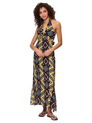 Aller Simplement Kleid in Braun/ Gelb