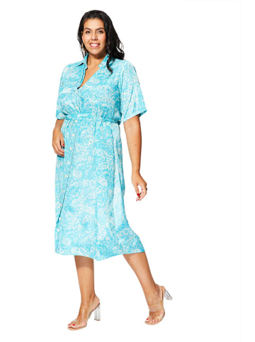 Aller Simplement Kleid in Türkis/ Weiß