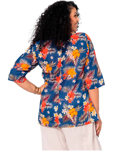 Aller Simplement Bluse in Dunkelblau/ Orange