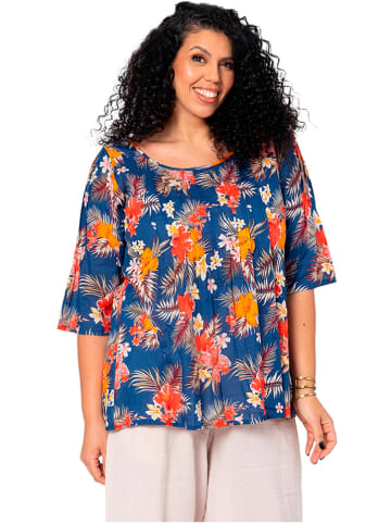 Aller Simplement Bluse in Dunkelblau/ Orange