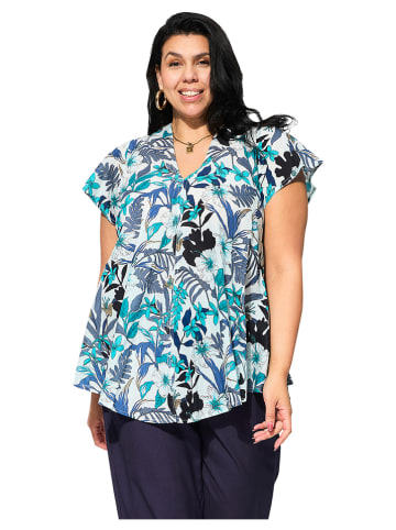 Aller Simplement Bluse in Weiß/ Blau