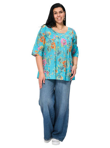 Aller Simplement Blouse turquoise/meerkleurig