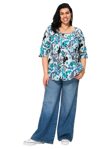 Aller Simplement Bluse in Weiß/ Blau