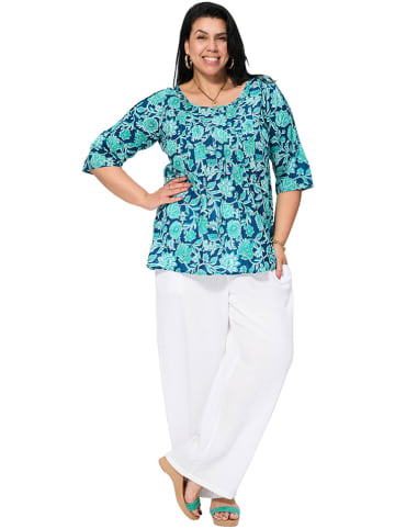 Aller Simplement Bluse in Dunkelblau/ Türkis