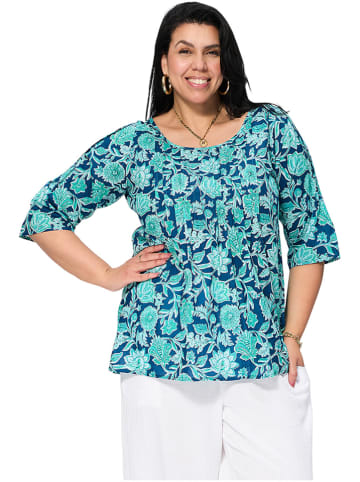 Aller Simplement Bluse in Dunkelblau/ Türkis