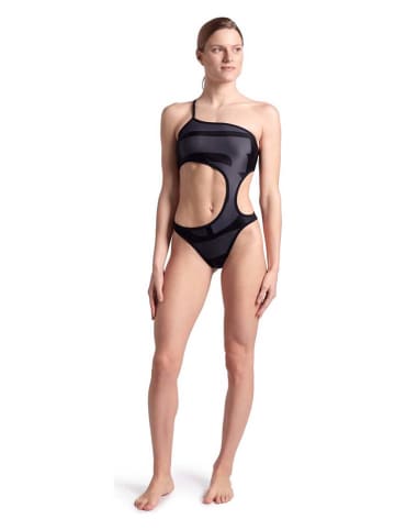 Arena Badeanzug "Logo" in Grau/ Schwarz