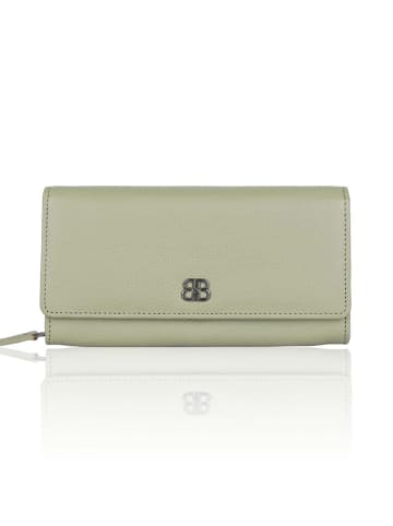 Bellicci Leren portemonnee "Calvina" groen - (B)19 x (H)10 x (D)3 cm