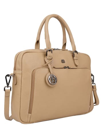 Bellicci Leren businesstas "Cameron" beige - (B)40 x (H)28 x (D)7 cm