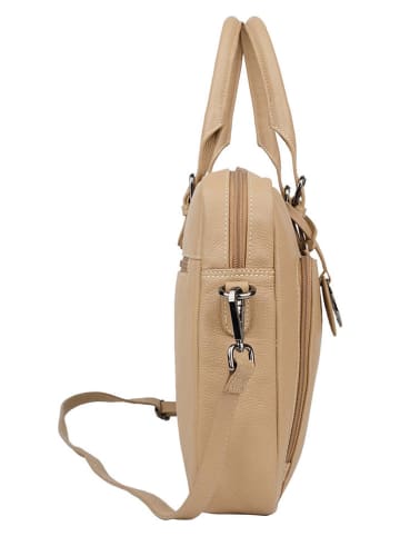 Bellicci Leder-Businesstasche "Cameron" in Beige - (B)40 x (H)28 x (T)7 cm