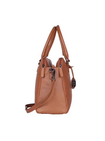 Bellicci Leder-Henkeltasche "Carol" in Hellbraun - (B)33 x (H)26 x (T)14 cm