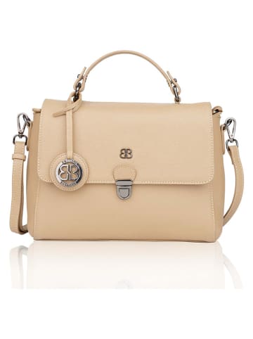 Bellicci Leder-Henkeltasche in Beige - (B)29 x (H)22 x (T)10 cm
