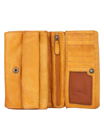 Bellicci Skórzany portfel "Cher" w kolorze musztardowym - 16 x 10,5 x 4 cm