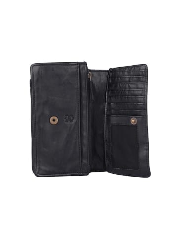 Bellicci Leren portemonnee "Cosette" zwart - (B)17 x (H)10 x (D)3 cm
